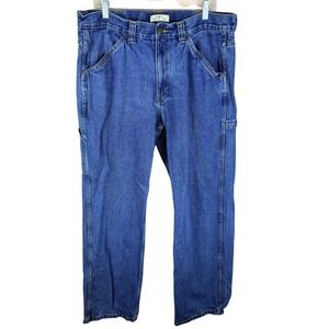 Blue Mountain Mens‎ Carpenter Jeans Blue Denim Utility Work Pants 38x34